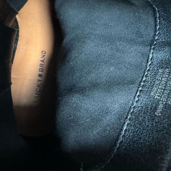 Lucky Brand black leather booties block heel 3” size 9/40 - Picture 5 of 6